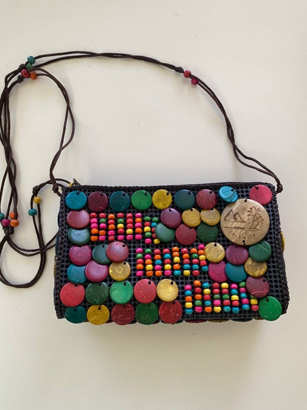 Coconut Bead St. Lucia Souvenir Crossbody Purse
